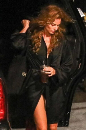 Clara Bow Babylon Margot Robbie Black Silk Coat