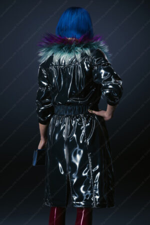Cyberpunk 2077 Evelyn Parker Black Leather Fur Coat
