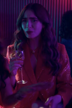 Emily Copper Emily In Paris Lily Collins Red Sequin Blazer
