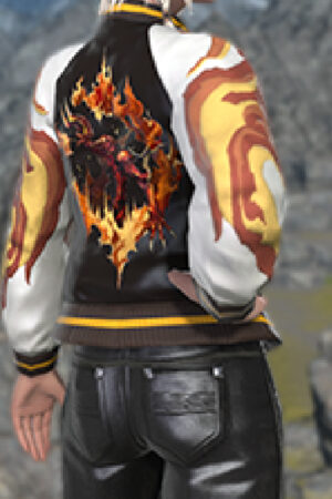 Video Game Final Fantasy XIV Inferno Black Leather Varsity Jacket