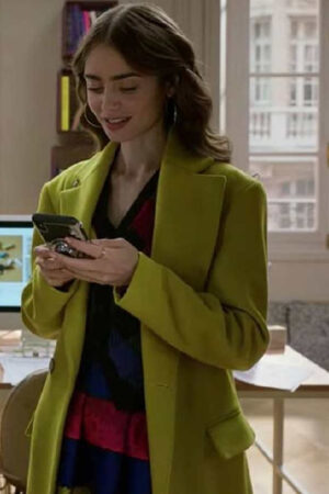 Emily In Paris Emily Cooper Green Wool-blend Coat