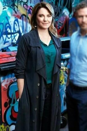 Lucy Lawless TV Series My Life Is Murder Season 02 Trench Coat