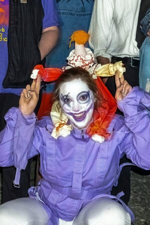 Kitty Timbers Smile Cheshire the Clown Alice Purple Cotton Jacket
