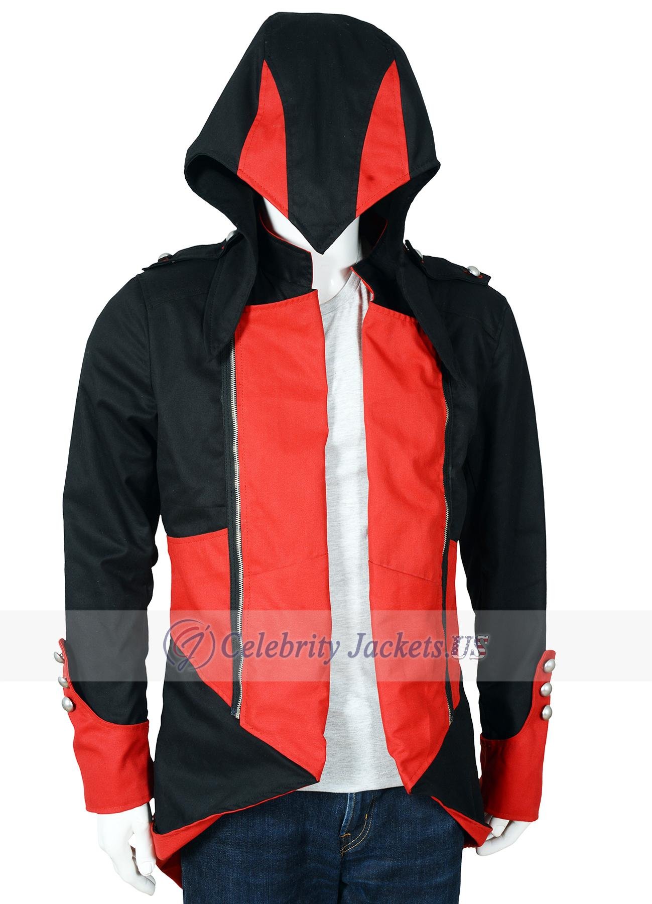 Red and black on sale assassin's creed jacket