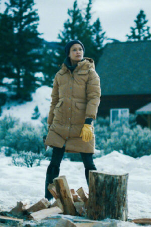 Sandra God's Country Thandiwe Newton Brown Puffer Hooded Jacket