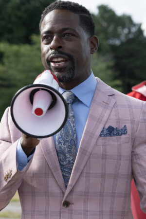 Honk for Jesus Save Your Soul Sterling K. Brown Pink Blazer