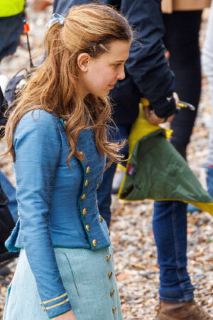 Millie Bobby Brown Enola Holmes 2 Blue Satin Jacket