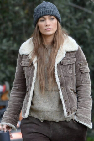 Jennifer Lopez The Mother Brown Shearling Leather Jacket