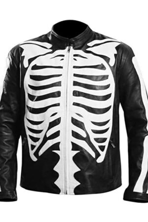 Skeleton Bones Leather Halloween Party Jacket