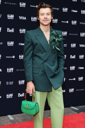 Harry Styles My Policeman 2022 Movie Event Green Suit