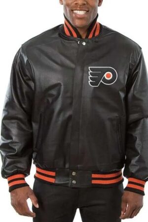 Philadelphia Flyers Black Leather Jacket