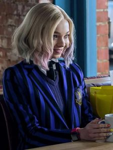 Wednesday Emma Myers Blue Lining Blazer
