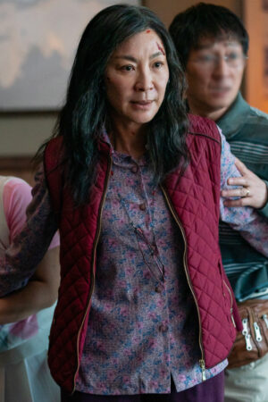 Evelyn Wang Everything Everywhere All at Once Michelle Yeoh Maroon Vest