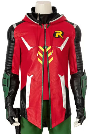 Video Game Gotham Knights Robin Red Leather Jacket