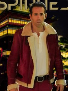 Spirited Ryan Reynolds Shearling Leather Jacket