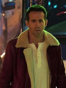 Ebeneezer Scrooge Spirited Ryan Reynolds Shearling Leather Jacket