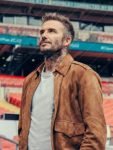 David Beckham Save Our Squad S01 Brown Suede Leather Jacket
