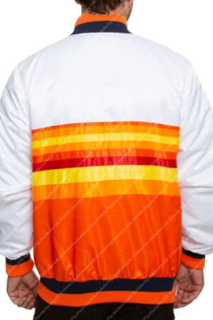 Houston Astros White and Orange Satin Varsity Bomber Jacket
