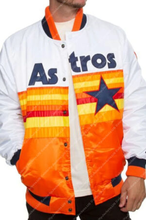 Houston Astros White and Orange Satin Jacket