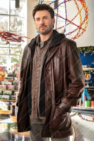 Red One Chris Evans Leather Coat
