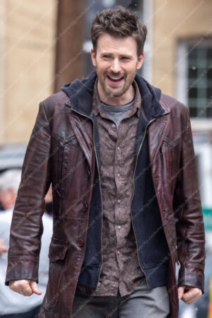 Chris Evans Red One Leather Coat
