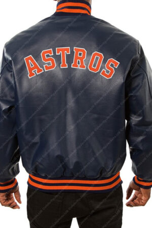 Men’s Houston Astros Navy Blue Leather Jacket