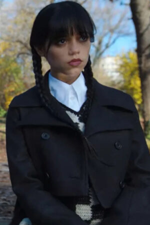 Wednesday Jenna Ortega Crop Coat