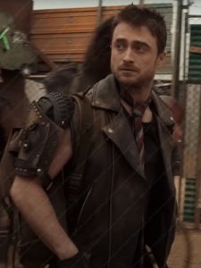 Miracle Workers S04 Daniel Radcliffe Distressed Black Leather Jacket
