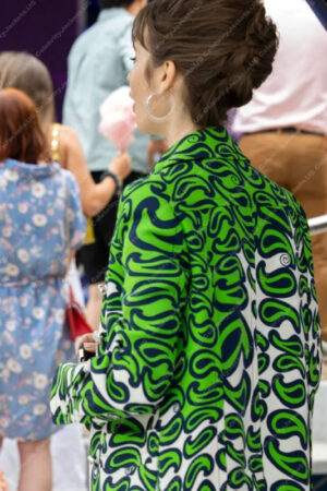 Emily in Paris S03 Lily Collins Green Paisley Print Coat