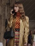 Emily Cooper Tv Series Emily in Paris Season 3 Lily Collins Golden Leather Coat