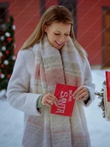 Jodie Sweetin A Cozy Christmas Inn Erika McNicoll White Fur Hooded Coat