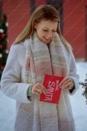 Jodie Sweetin A Cozy Christmas Inn Erika McNicoll White Fur Hooded Coat