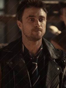 Daniel Radcliffe Distressed Black Leather Jacket