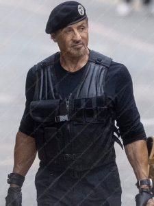 Barney Ross The Expendables 4 Sylvester Stallone Black Leather Vest