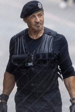 Barney Ross The Expendables 4 Sylvester Stallone Black Leather Vest