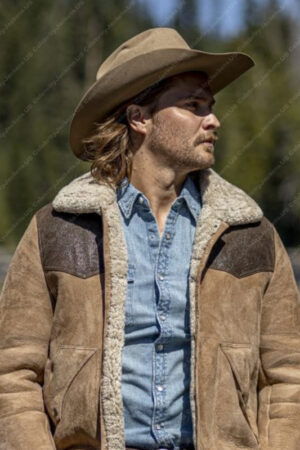 Luke Grimes Yellowstone Season 5 Kayce Dutton Suede Leather Shearling Jacket