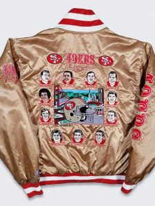 Vintage 90s San Francisco 49ers Living Legends Gold Bomber Varsity Satin Jacket