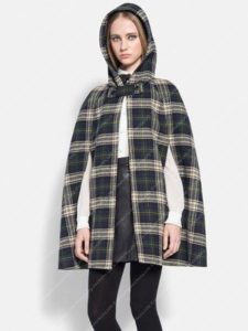 Emily Alyn Lind Gossip Girl Season 02 Green Plaid Cape Coat