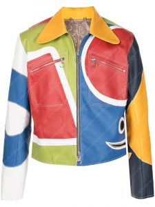 Whitney Peak Gossip Girl Season 02 Zoya Lott Multicolor Patchwork Faux-Leather Jacket
