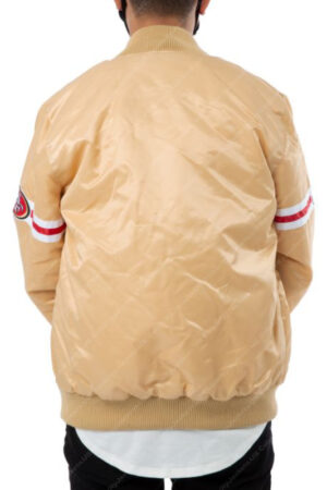 NFL Starter San Francisco 49ers Gold Striped Bomber Satin Jacket