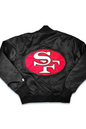 Vintage 90s San Francisco 49ers Football Club Black Bomber Satin Jacket