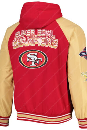Super Bowl 5 Time Champions San Francisco 49ers Hooded Bomber Jacket