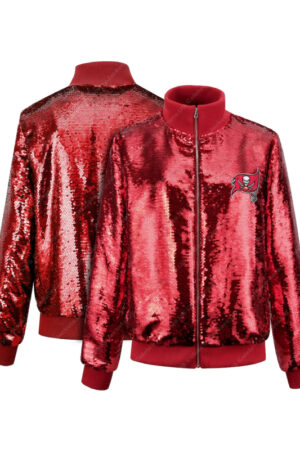 Women's Cuce Red Tampa Bay Buccaneers Team Color Sequins Full-Zip Jacket