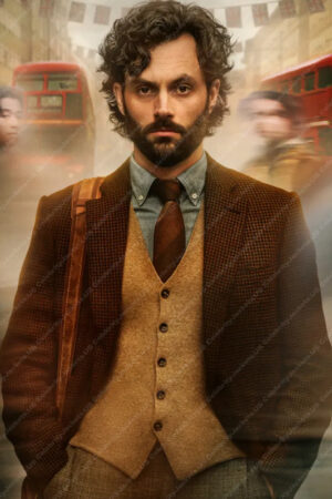 Joe Goldberg You TV Series Season 4 Penn Badgley Brown Checkered Blazer