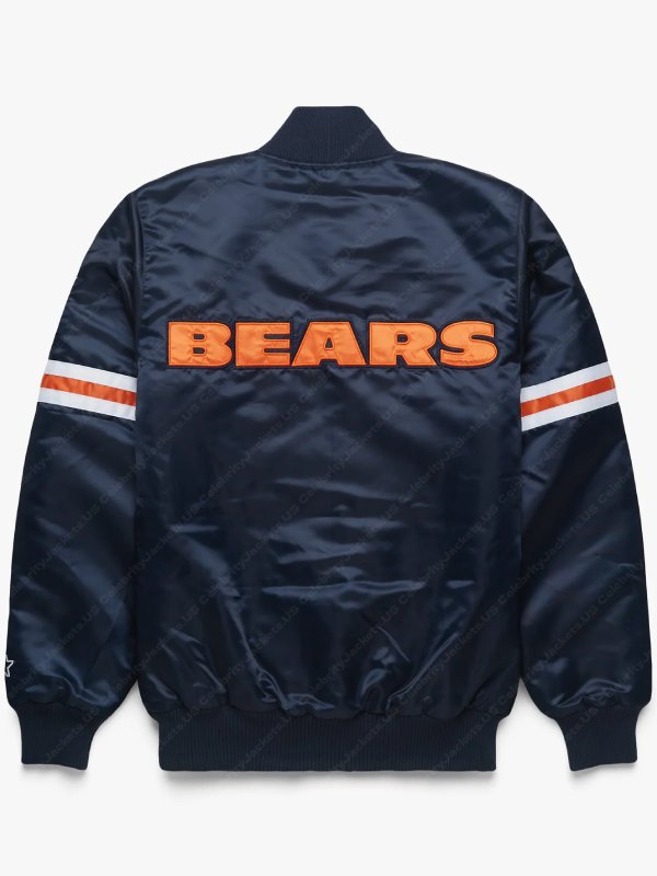 NFL Chicago Bears Navy Blue Satin Bomber Jacket
