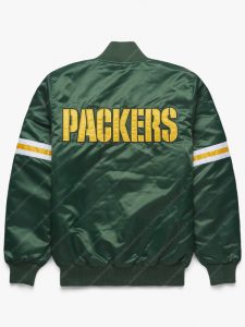 NFL Green Bay Packers Satin Varsity Green Bomber Jacket