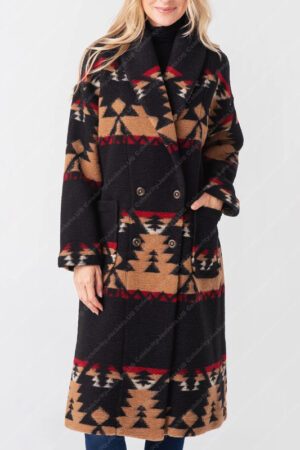 Yellowstone S05 Beth Dutton Black Printed Coat