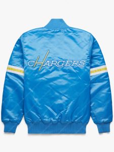 NFL Los Angeles Chargers Light Blue Satin Bomber Jacket