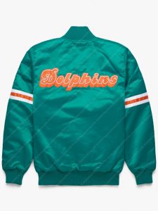 NFL Miami Dolphins Green Satin Bomber Jacket