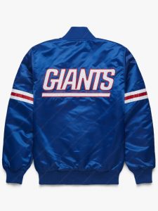 NFL New York Giants Black Satin Bomber Jacket
